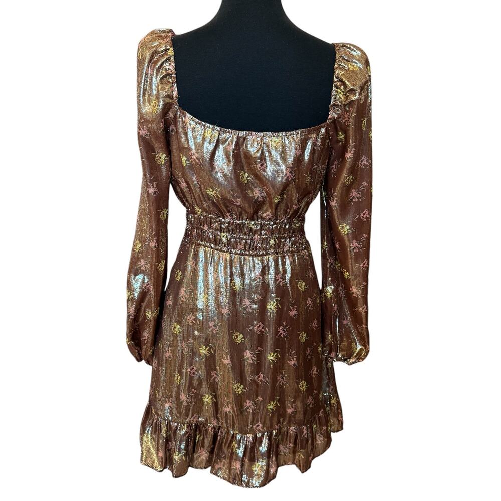 New ~ PAIGE ~ Noah Floral Metallic Mini A-Line Dress Size XS CRUISE VACAY - Picture 5 of 12